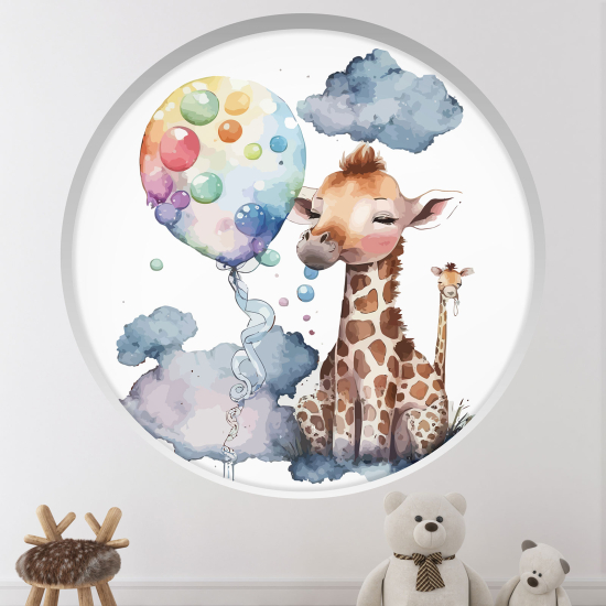 Optical Illusions Round Arch Wall Sticker for Kids- Giraffe