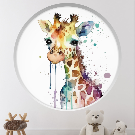 Optical Illusions Round Arch Wall Sticker for Kids- Giraffe