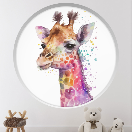 Optical Illusions Round Arch Wall Sticker for Kids- Giraffe