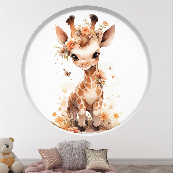 Optical Illusions Round Arch Wall Sticker for Kids- Giraffe