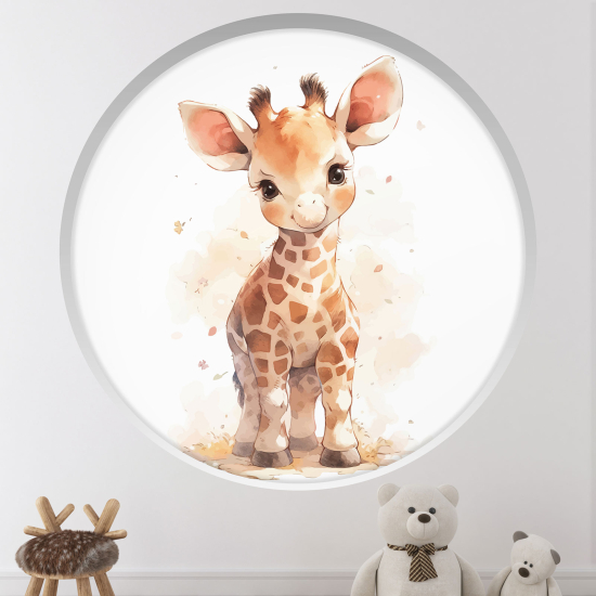 Optical Illusions Round Arch Wall Sticker for Kids- Giraffe