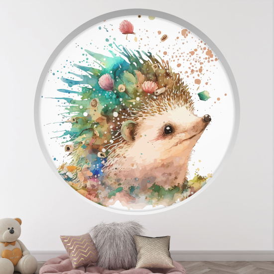 Optical Illusions Round Arch Wall Sticker for Kids- Hedgehog