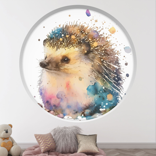 Optical Illusions Round Arch Wall Sticker for Kids- Hedgehog