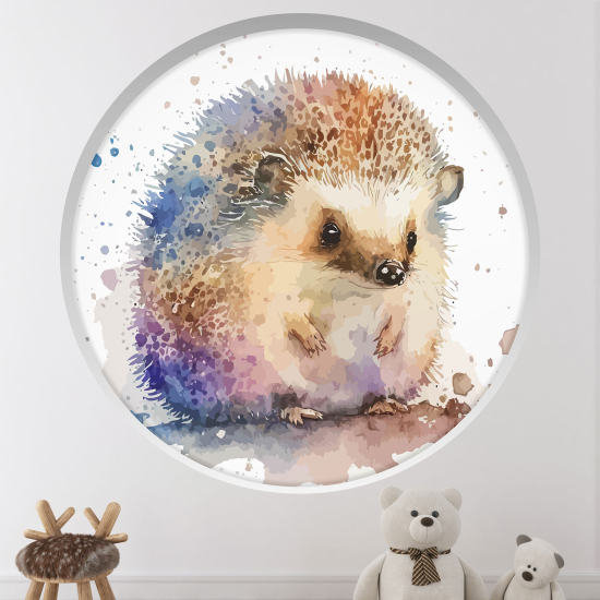 Optical Illusions Round Arch Wall Sticker for Kids- Hedgehog