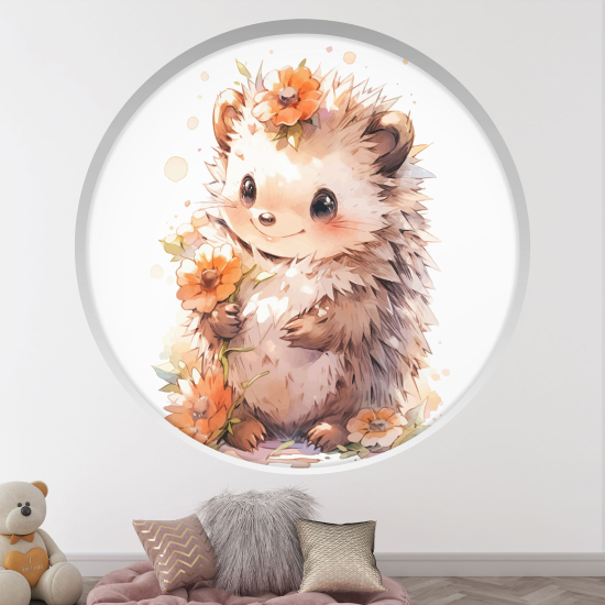 Optical Illusions Round Arch Wall Sticker for Kids- Hedgehog