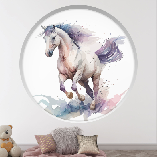 Optical Illusions Round Arch Wall Sticker for Kids- Horse