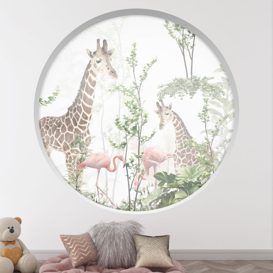 Optical Illusions Round Arch Wall Sticker for Kids- Jungle animals