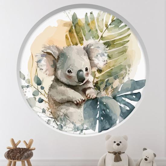 Optical Illusions Round Arch Wall Sticker for Kids- Koala