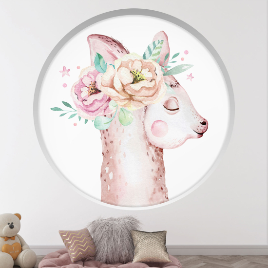 Optical Illusions Round Arch Wall Sticker for Kids- Lama