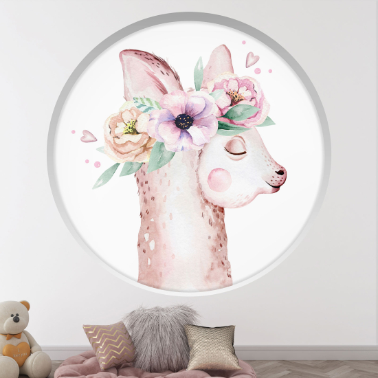 Optical Illusions Round Arch Wall Sticker for Kids- Lama