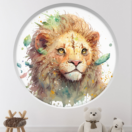 Optical Illusions Round Arch Wall Sticker for Kids- Lion