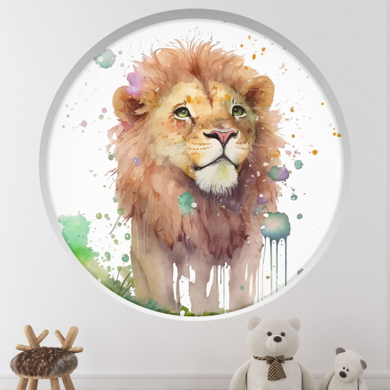 Optical Illusions Round Arch Wall Sticker for Kids- Lion