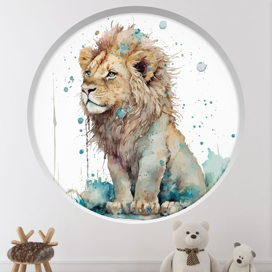 Optical Illusions Round Arch Wall Sticker for Kids- Lion