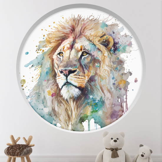 Optical Illusions Round Arch Wall Sticker for Kids- Lion