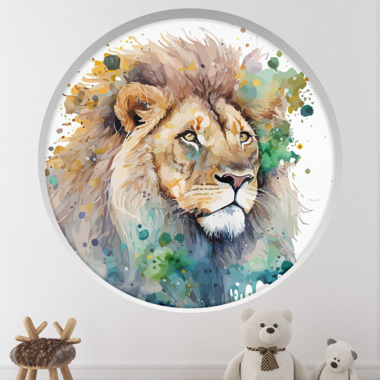 Optical Illusions Round Arch Wall Sticker for Kids- Lion