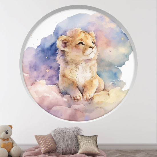 Optical Illusions Round Arch Wall Sticker for Kids- Lion