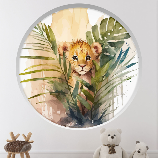 Optical Illusions Round Arch Wall Sticker for Kids- Lion