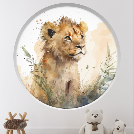 Optical Illusions Round Arch Wall Sticker for Kids- Lion