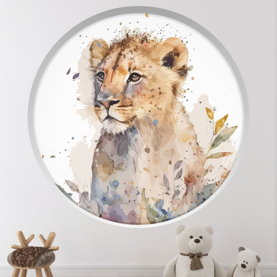 Optical Illusions Round Arch Wall Sticker for Kids- Lion