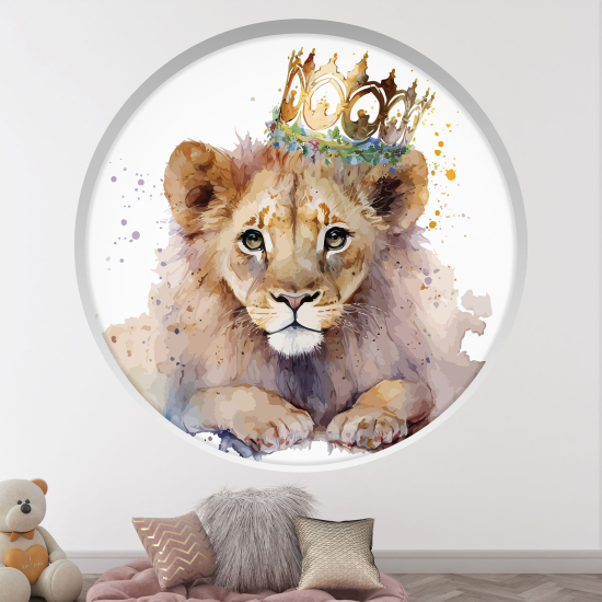 Optical Illusions Round Arch Wall Sticker for Kids- Lion King