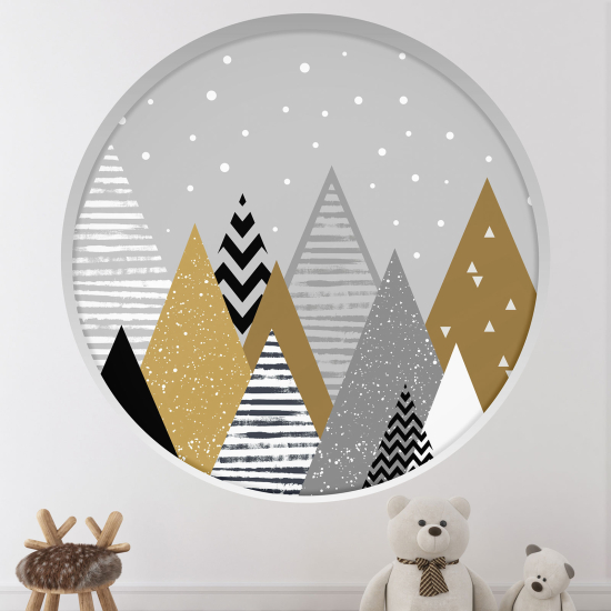 Optical Illusions Round Arch Wall Sticker for Kids- Mountains