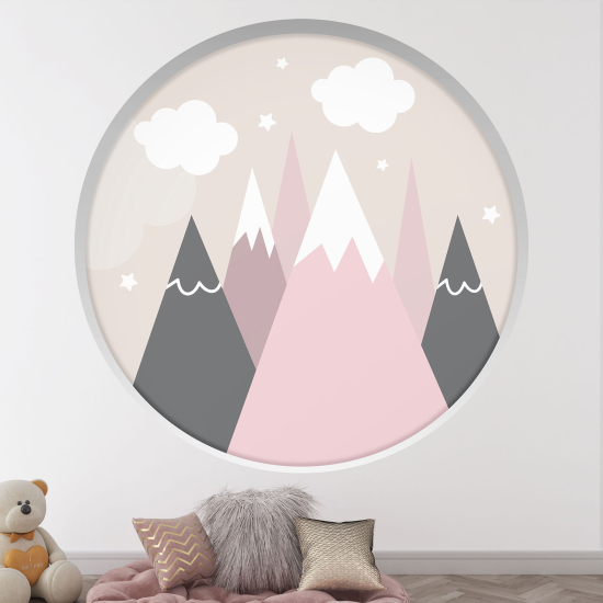 Optical Illusions Round Arch Wall Sticker for Kids- Mountains