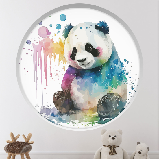 Optical Illusions Round Arch Wall Sticker for Kids- Panda