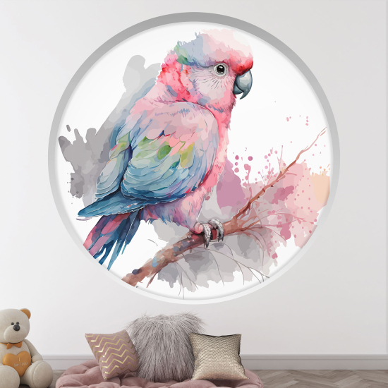 Optical Illusions Round Arch Wall Sticker for Kids- Parrot