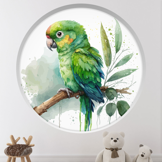 Optical Illusions Round Arch Wall Sticker for Kids- Parrot