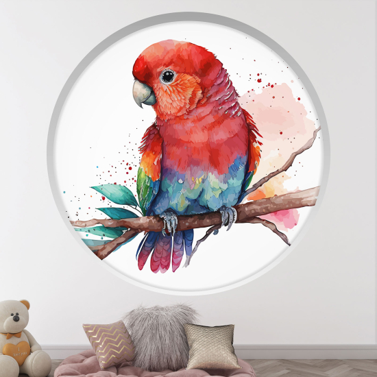 Optical Illusions Round Arch Wall Sticker for Kids- Parrot