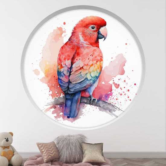 Optical Illusions Round Arch Wall Sticker for Kids- Parrot