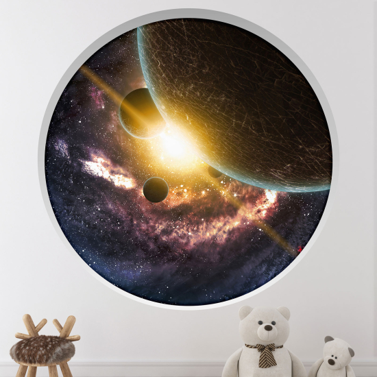 Optical Illusions Round Arch Wall Sticker for Kids- Planets