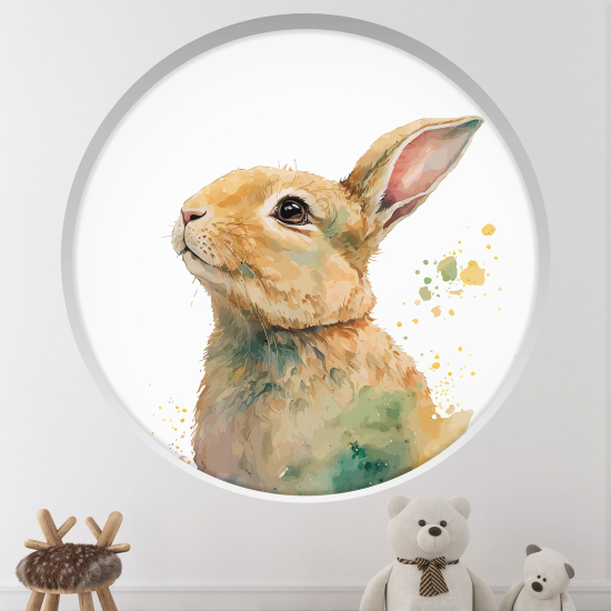 Optical Illusions Round Arch Wall Sticker for Kids- Rabbit