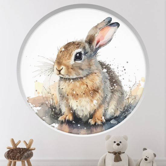 Optical Illusions Round Arch Wall Sticker for Kids- Rabbit