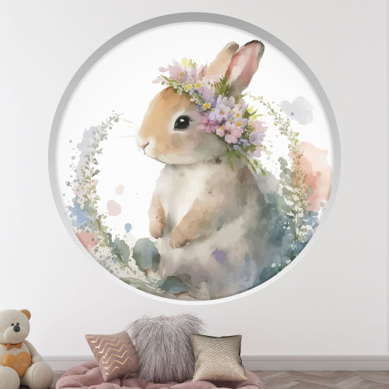 Optical Illusions Round Arch Wall Sticker for Kids- Rabbit