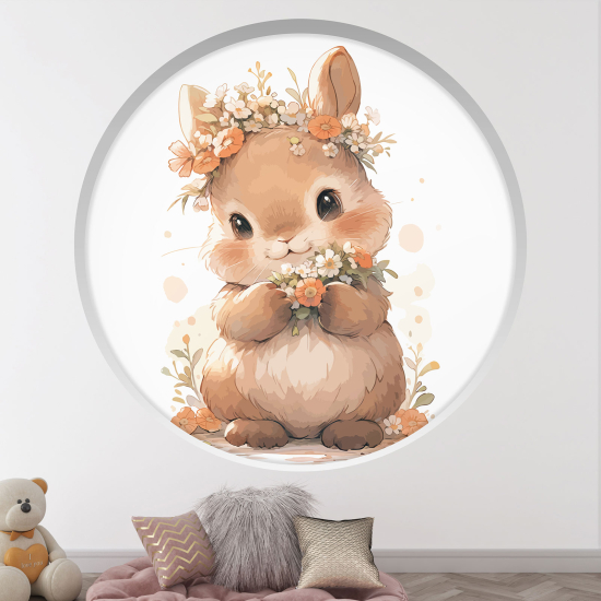 Optical Illusions Round Arch Wall Sticker for Kids- Rabbit