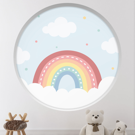 Optical Illusions Round Arch Wall Sticker for Kids- Rainbow