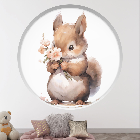 Optical Illusions Round Arch Wall Sticker for Kids- Squirrel