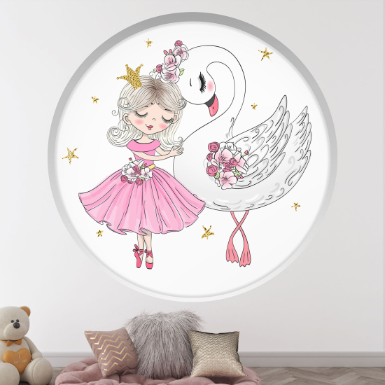 Optical Illusions Round Arch Wall Sticker for Kids- Swan dancer