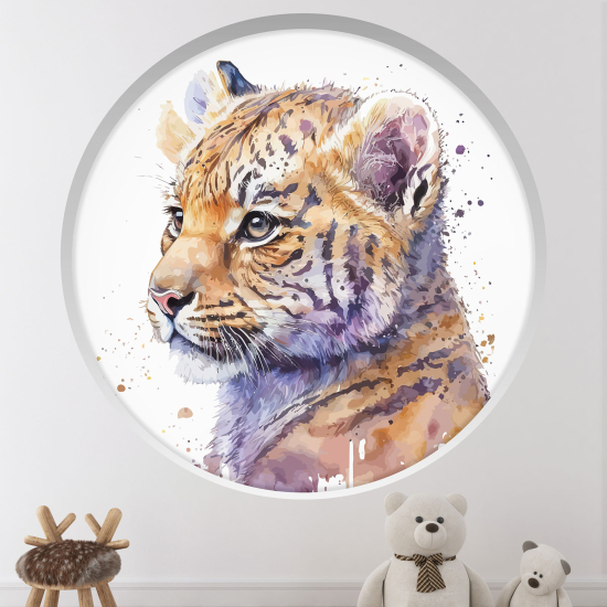 Optical Illusions Round Arch Wall Sticker for Kids- Tiger