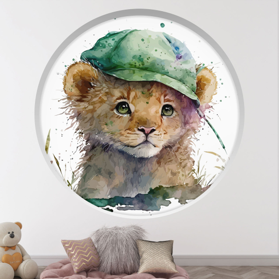 Optical Illusions Round Arch Wall Sticker for Kids- Tiger