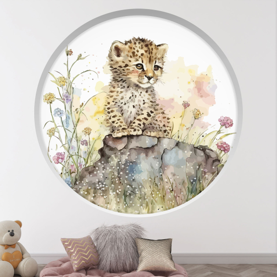 Optical Illusions Round Arch Wall Sticker for Kids- Tiger