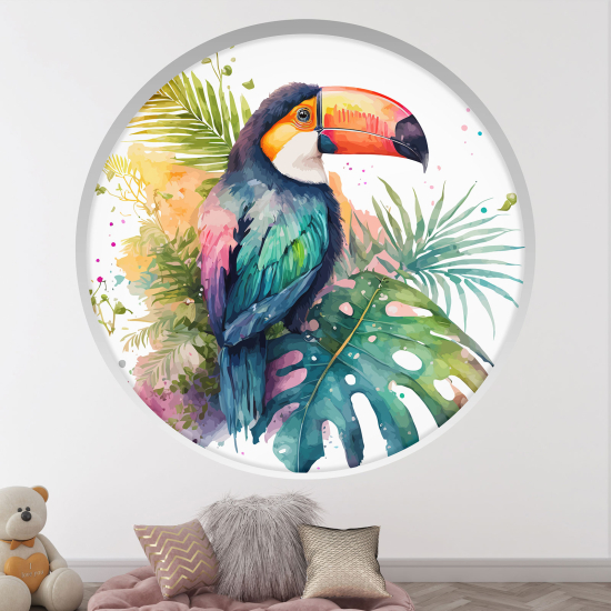 Optical Illusions Round Arch Wall Sticker for Kids- Toucan