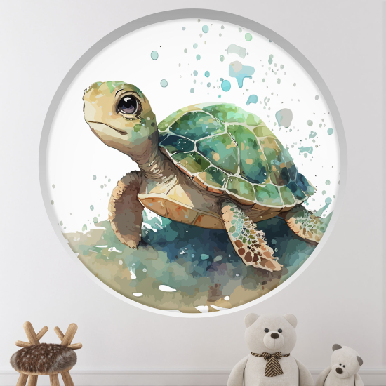 Optical Illusions Round Arch Wall Sticker for Kids- Turtle