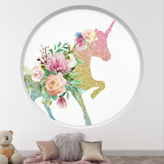 Optical Illusions Round Arch Wall Sticker for Kids- Unicorn