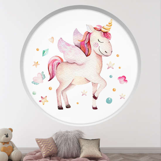 Optical Illusions Round Arch Wall Sticker for Kids- Unicorn