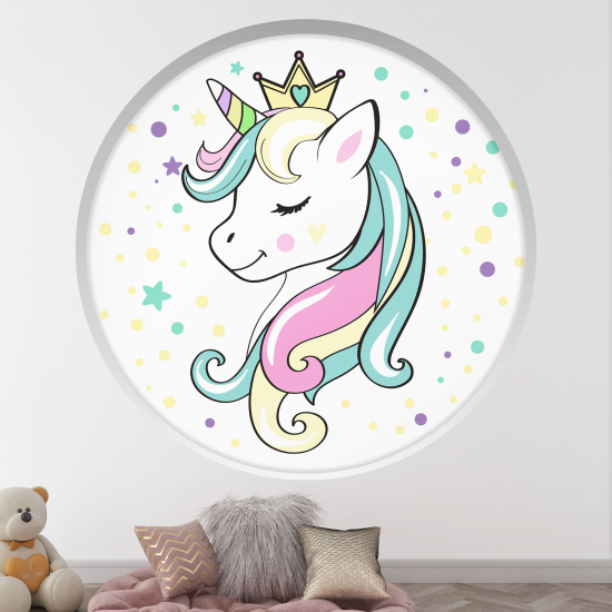 Optical Illusions Round Arch Wall Sticker for Kids- Unicorn