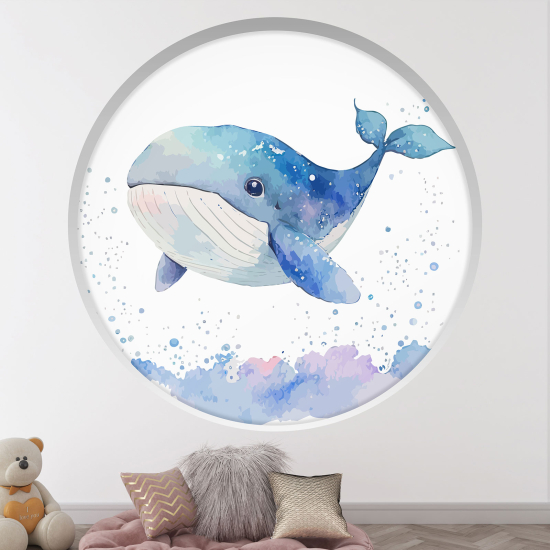 Optical Illusions Round Arch Wall Sticker for Kids- Whale