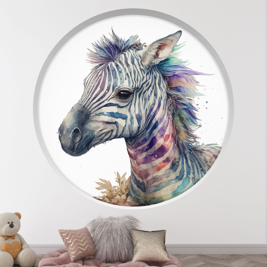 Optical Illusions Round Arch Wall Sticker for Kids- Zebra