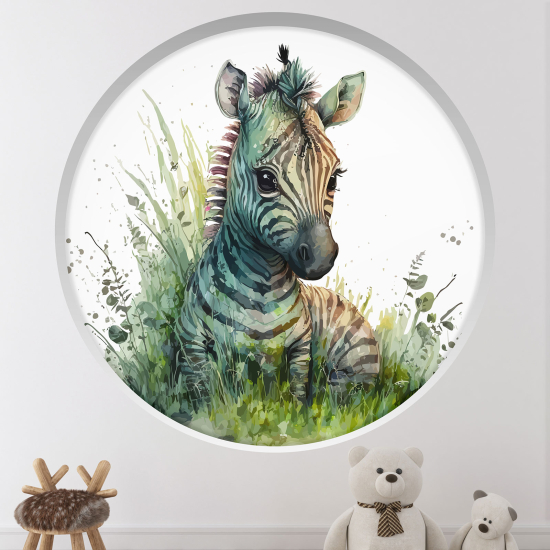 Optical Illusions Round Arch Wall Sticker for Kids- Zebra